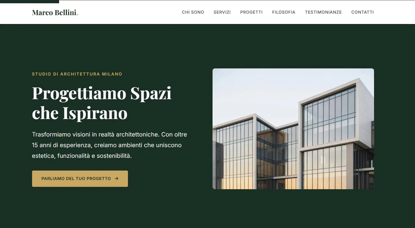 Sito Web One Page per Architetto